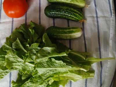 Salotas su kiaušiniais ir salotų lapais Žingsnis 2