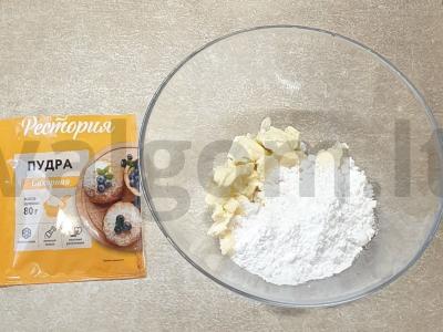 Šokoladiniai keksiukai su cukraus pudra Žingsnis 2