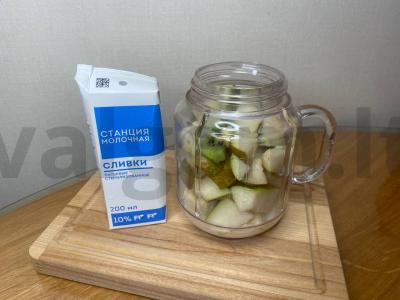 Kremiškas smūdis su bananais ir kriaušėmis Žingsnis 3