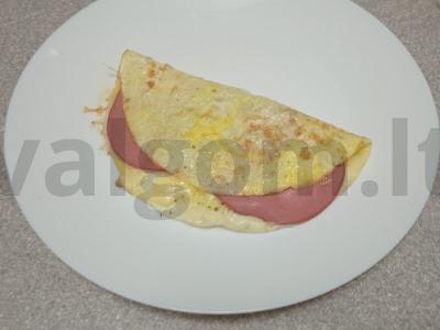 Kiaušinių blynai su kumpiu ir sūriu Žingsnis 7