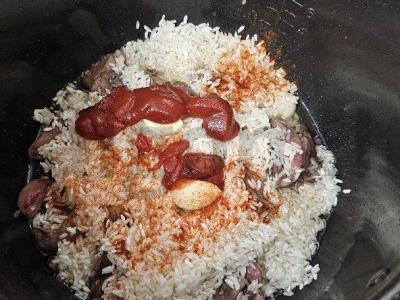 Vegetariškas plovas su kalakutų širdelėmis lėtoje viryklėje Žingsnis 3