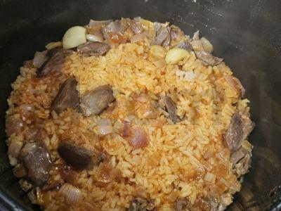 Vegetariškas plovas su kalakutų širdelėmis lėtoje viryklėje Žingsnis 5