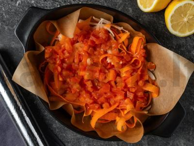 Tilapija su citrina ir daržovėmis Žingsnis 6