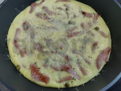 Omletas su dešra, žirniais ir parmezano sūriu Žingsnis 5