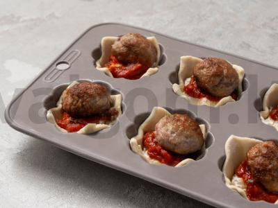 Sluoksniuotos tartaletės su mėsos kukuliais Žingsnis 6