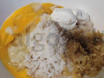 Žuvies apkepas su ryžiais, kiaušiniu ir grietine Žingsnis 3