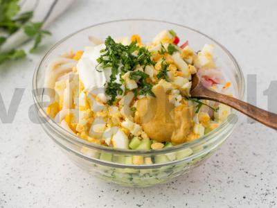 Salotas „Medūza“ su kalmarais Žingsnis 5