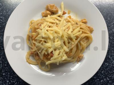 Spagečiai su vištienos krūtinėle ir marinuotais pomidorais Žingsnis 7