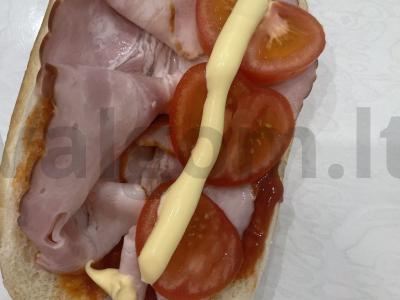 Sumuštinis „Purėn“ su šonine, pomidoru ir sūriu Žingsnis 5