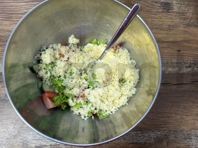 Vegetariškas salotas su kuskusu ir daržovėmis Žingsnis 8