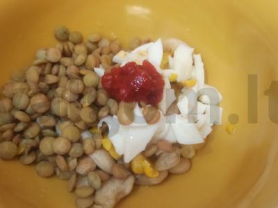 Salotos su žaliaisiais lęšiais ir kukurūzais Žingsnis 3