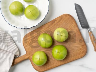 Marinuoti žali pomidorai puode Žingsnis 4