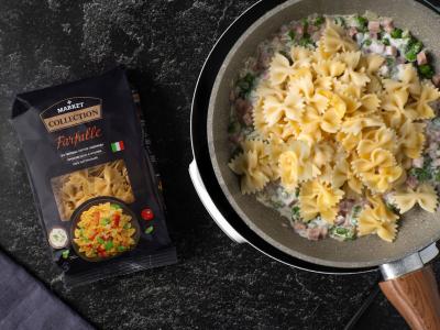 Makaronai su kumpiu ir žirneliais Žingsnis 4