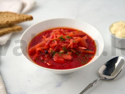 Vegetariškas boršas su pupelėmis pagrindine nuotrauka