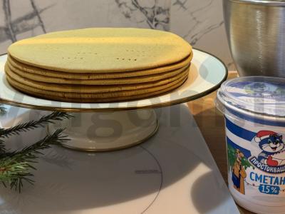 Naujųjų metų medaus tortas su grietinės ir varškės sūrio kremu Žingsnis 13