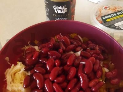 Vinegretas su raudonaisiais pupelėmis ir raudonuoju svogūnu Žingsnis 5