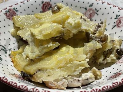 Gratin su vištiena ir pievagrybiais pagrindine nuotrauka