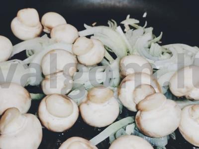 Šampinjonai su žalia karčiojo padažu ir fitneso ryžių garnyru Žingsnis 3