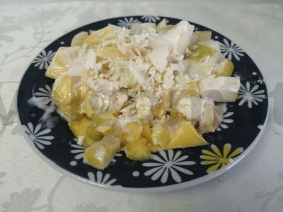 Vaisių salotas „Ekzotiškas rojus“ pagrindine nuotrauka