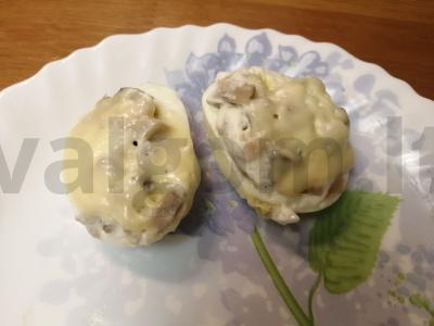 Vištienos kiaušiniai su grybų kepure Žingsnis 6