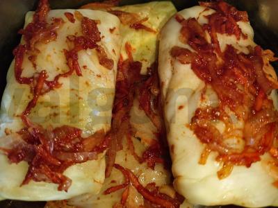 Kopūstai su vištienos skrandžių ir ryžių faršu Žingsnis 4