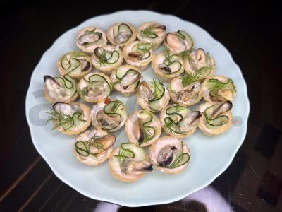 Tartaletės su midijomis pagrindine nuotrauka