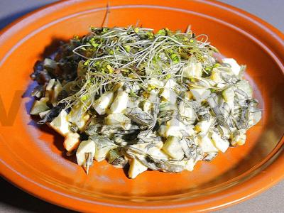 Jūros dumblių salotos su kiaušiniais ir mikrožalumynais pagrindine nuotrauka