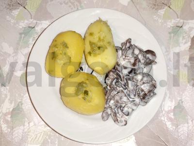 Šernai su grietine prie virtų bulvių pagrindine nuotrauka