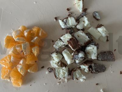 Desertas su ledais, mandarinų, kukurūzų dribsniais, varške ir granatu Žingsnis 2