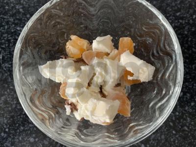 Desertas su ledais, mandarinų, kukurūzų dribsniais, varške ir granatu Žingsnis 4