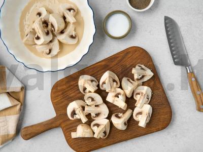 Vegetariškos bulvės su pievagrybiais orkaitėje Žingsnis 1