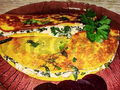 Labai sūrus čeburekas su žolelėmis pagrindine nuotrauka