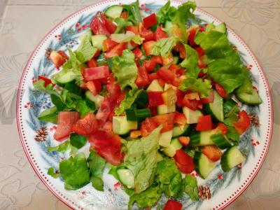 Salotas su daržovėmis, žolelėmis ir tofu Žingsnis 8