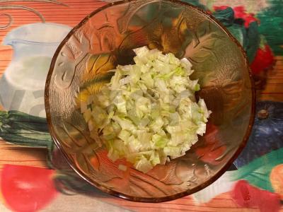 Salotas „Suhocvet“ su fazano filė ir kiaušiniu Žingsnis 2