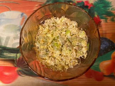 Salotas „Suhocvet“ su fazano filė ir kiaušiniu Žingsnis 9