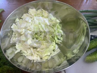 Daržovių ir žolelių salotas su augaliniu aliejumi Žingsnis 1