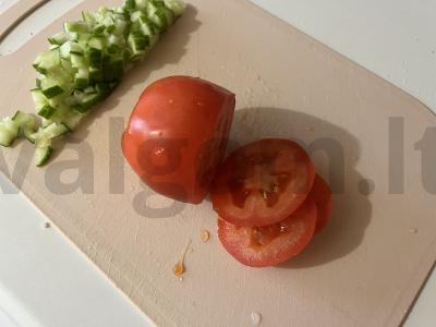 Porcijų daržovių salotas ant krekerių Žingsnis 4