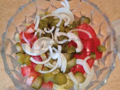 Burgerių salotos su faršu ir daržovėmis Žingsnis 8