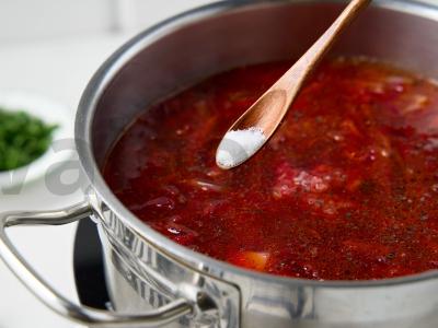 Borščas su sūriu Žingsnis 9