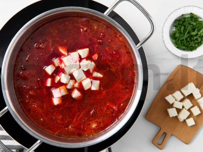 Borščas su sūriu Žingsnis 10