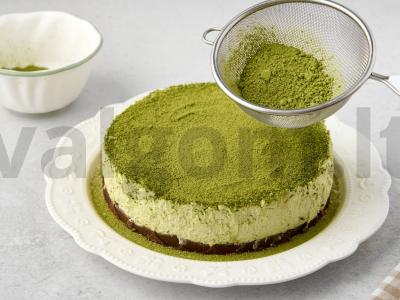 Matcha sūrio pyragas be kepimo Žingsnis 11