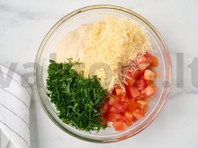 Sotūs blynai su pomidorais ir sūriu Žingsnis 3