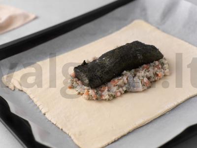 Kulebjakas iš trijų rūšių žuvies Žingsnis 5