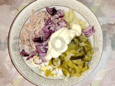 Vištienos krūtinėlės filė salotos „Grafienė“ Žingsnis 6