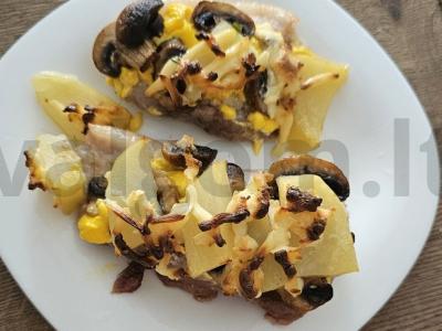 Keptas mėsa su grybais ir maasdamo sūriu Žingsnis 8