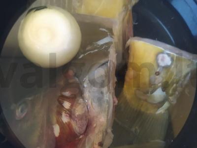 Karpių žuvienė su perliniu miežiu Žingsnis 1