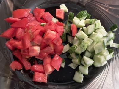 Farfalle su šviežiais daržovėmis Žingsnis 3