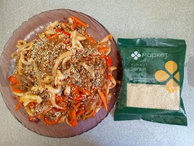 Grikių makaronai su kalmarais ir daržovėmis Žingsnis 8