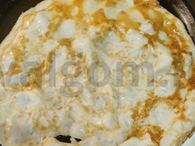 Baltymini blynai su krabų mėsa ir chuka jūros dumbliais Žingsnis 4