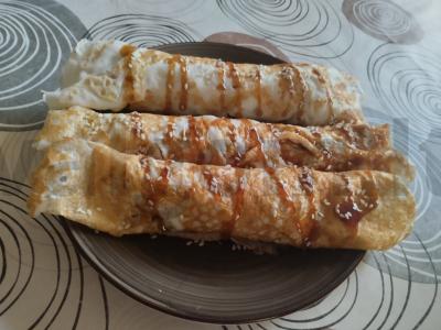 Baltymini blynai su krabų mėsa ir chuka jūros dumbliais Žingsnis 8